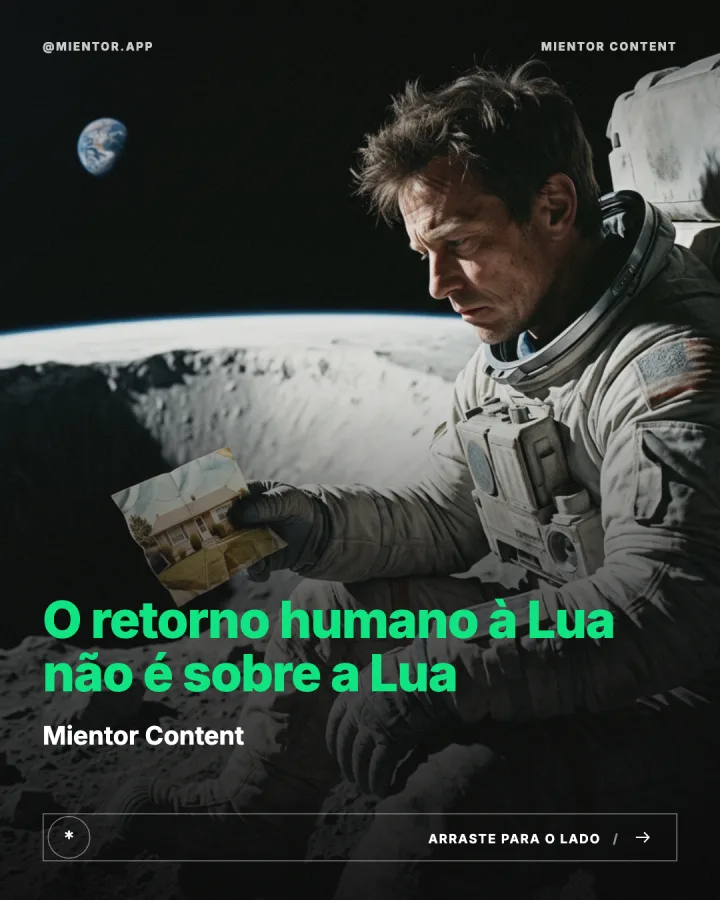 Capa de carrossel cinematográfica sobre retorno humano à Lua